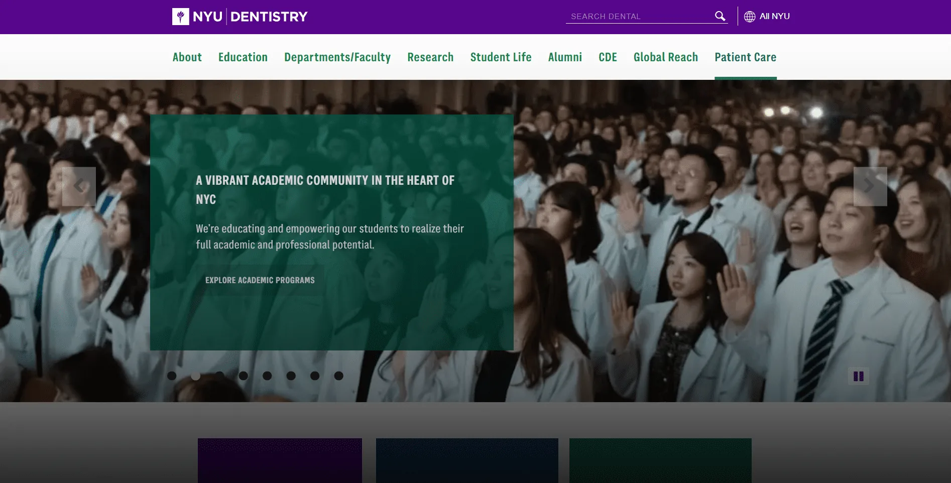 Screenshot of NYU Dentistry - Educational Institution project by Ramedia