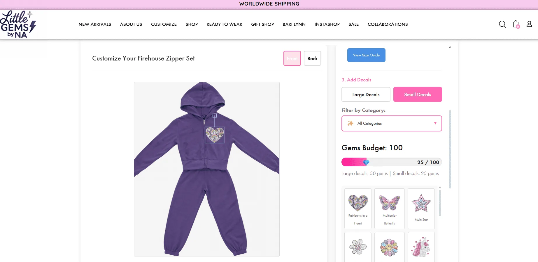 Screenshot of Little Gems by NA - E-Commerce & Customization project by Ramedia